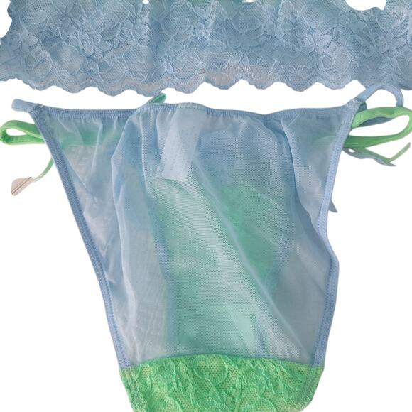 Rene Rofe VINT Y2K Lace Cami Twin Set Pistachio Green Aqua Coquette Fairy SM New - Picture 4 of 10